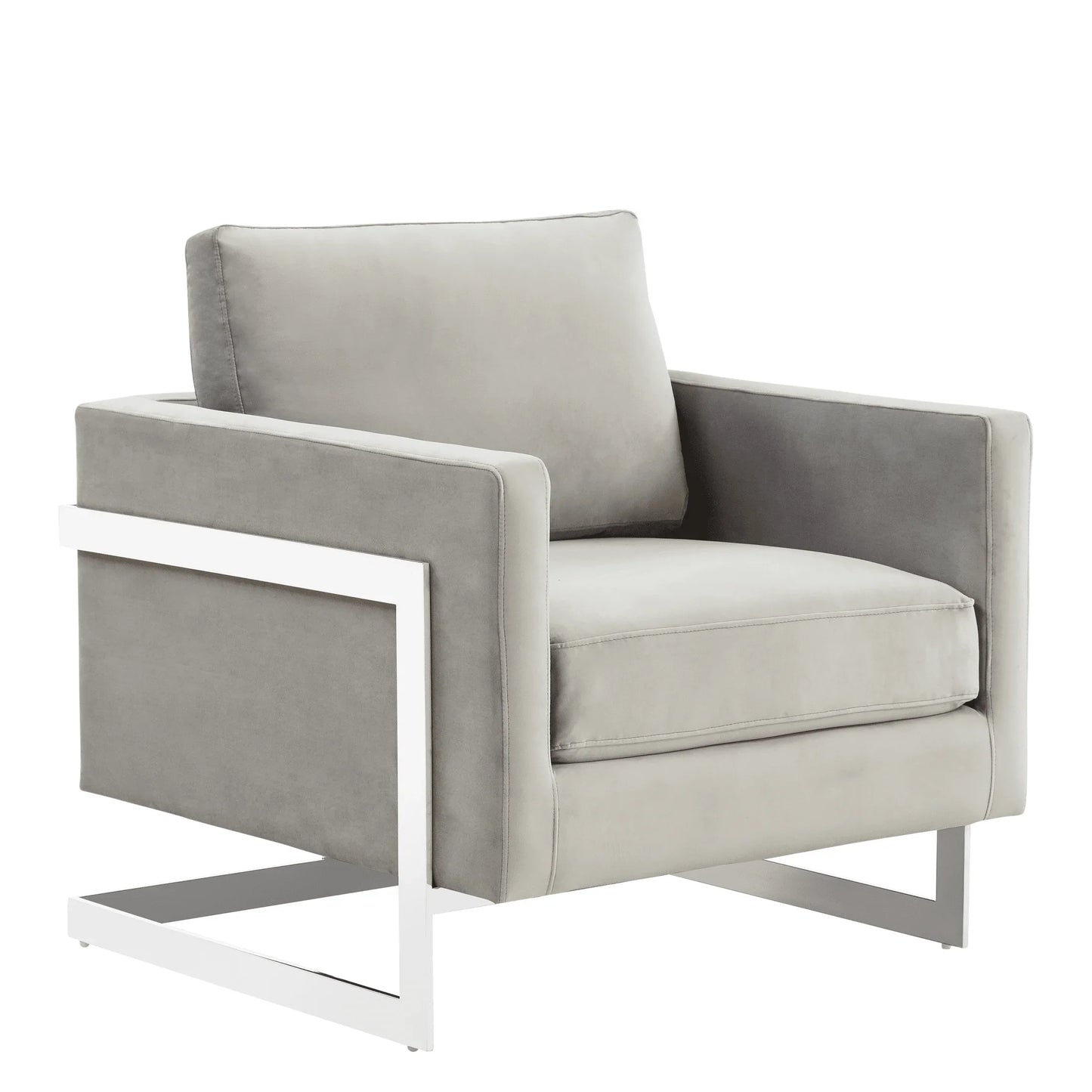 Lincoln Velvet Accent Armchair Singe-Seater Sofa with Chromed Stainless Steel Frame - Elax Furniture