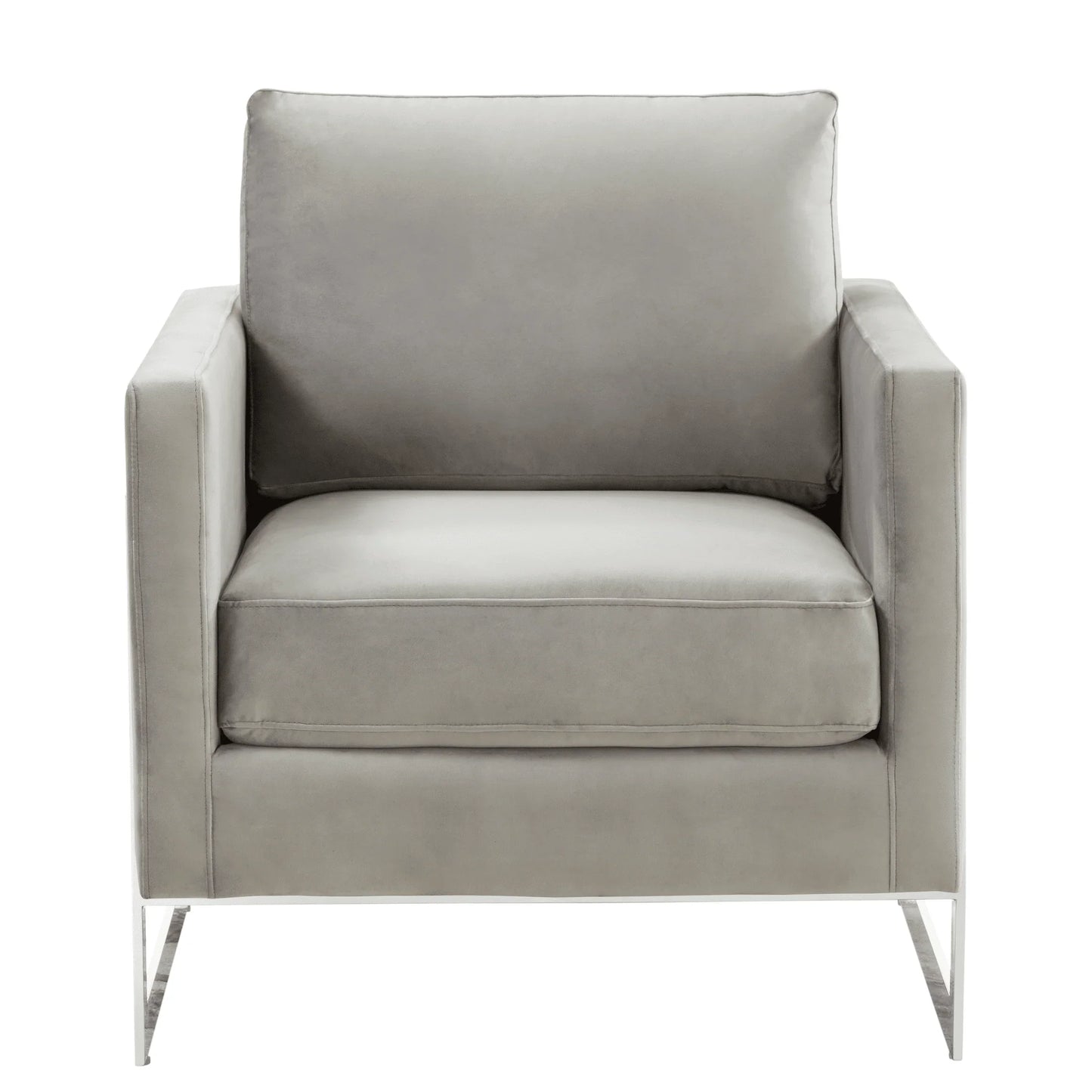 Lincoln Velvet Accent Armchair Singe-Seater Sofa with Chromed Stainless Steel Frame - Elax Furniture