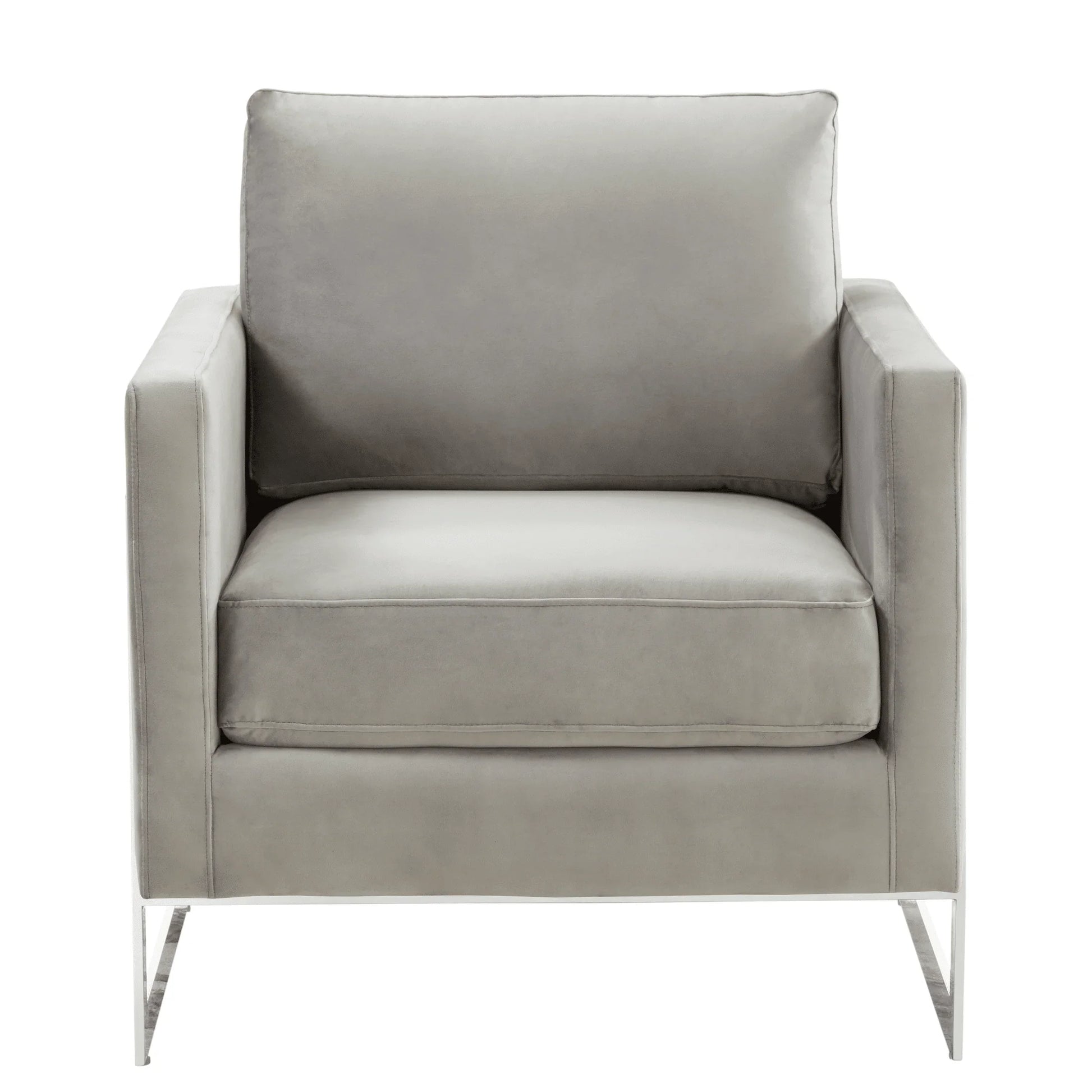 Lincoln Velvet Accent Armchair Singe-Seater Sofa with Chromed Stainless Steel Frame - Elax Furniture