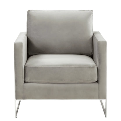 Lincoln Velvet Accent Armchair Singe-Seater Sofa with Chromed Stainless Steel Frame - Elax Furniture