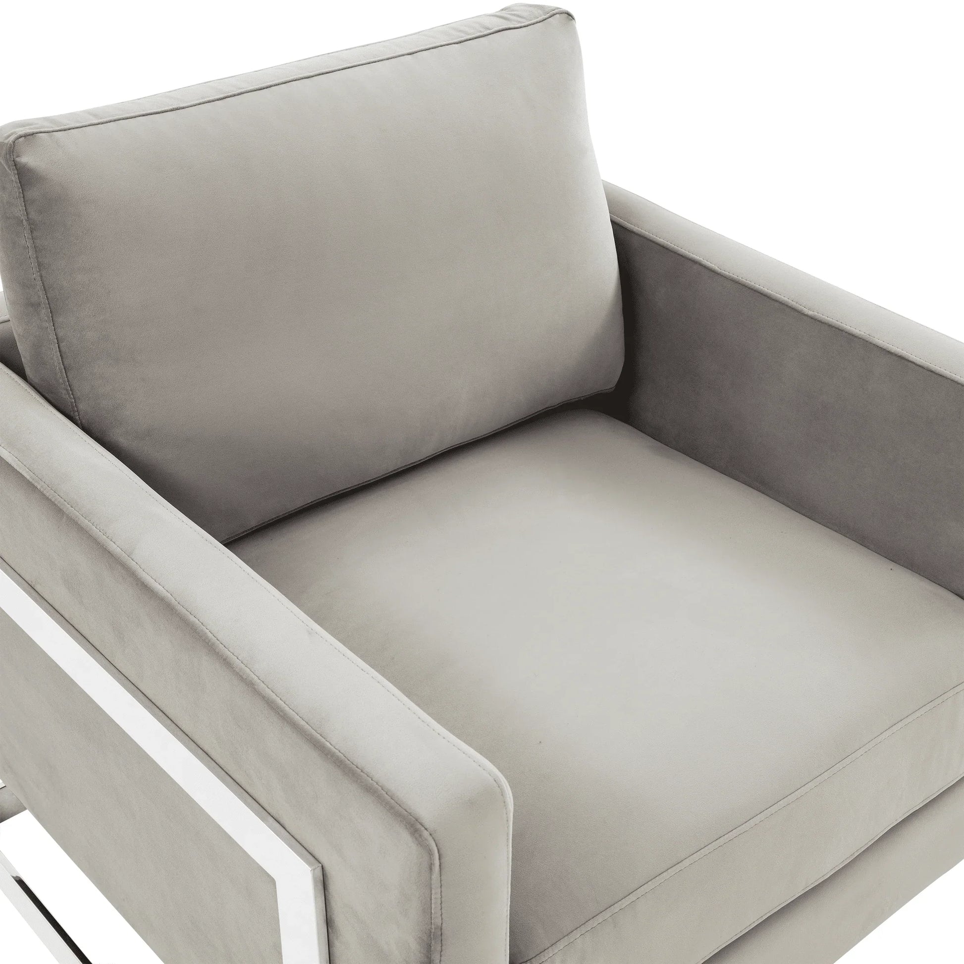 Lincoln Velvet Accent Armchair Singe-Seater Sofa with Chromed Stainless Steel Frame - Elax Furniture