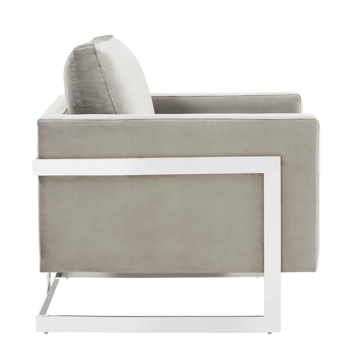 Lincoln Velvet Accent Armchair Singe-Seater Sofa with Chromed Stainless Steel Frame - Elax Furniture