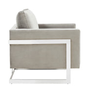 Lincoln Velvet Accent Armchair Singe-Seater Sofa with Chromed Stainless Steel Frame - Elax Furniture