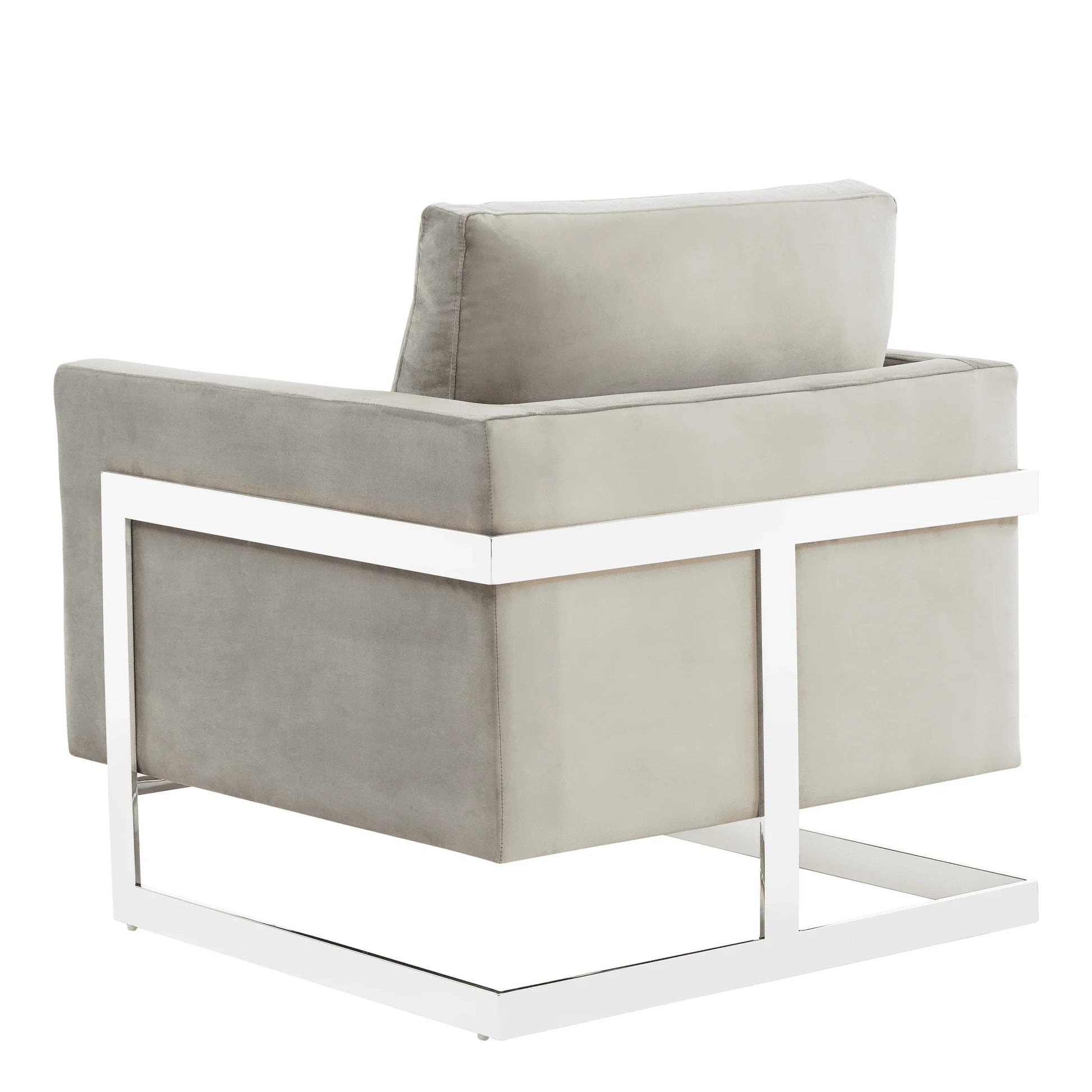 Lincoln Velvet Accent Armchair Singe-Seater Sofa with Chromed Stainless Steel Frame - Elax Furniture