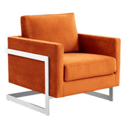 Lincoln Velvet Accent Armchair Singe-Seater Sofa with Chromed Stainless Steel Frame - Elax Furniture