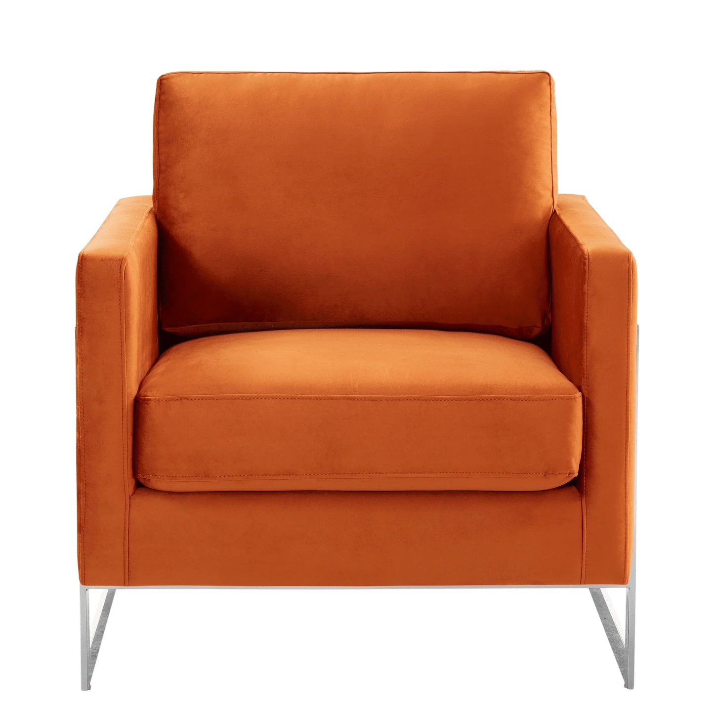 Lincoln Velvet Accent Armchair Singe-Seater Sofa with Chromed Stainless Steel Frame - Elax Furniture