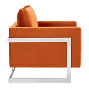 Lincoln Velvet Accent Armchair Singe-Seater Sofa with Chromed Stainless Steel Frame - Elax Furniture