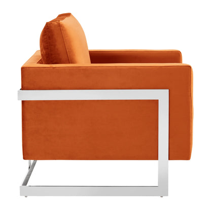 Lincoln Velvet Accent Armchair Singe-Seater Sofa with Chromed Stainless Steel Frame - Elax Furniture