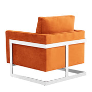 Lincoln Velvet Accent Armchair Singe-Seater Sofa with Chromed Stainless Steel Frame - Elax Furniture