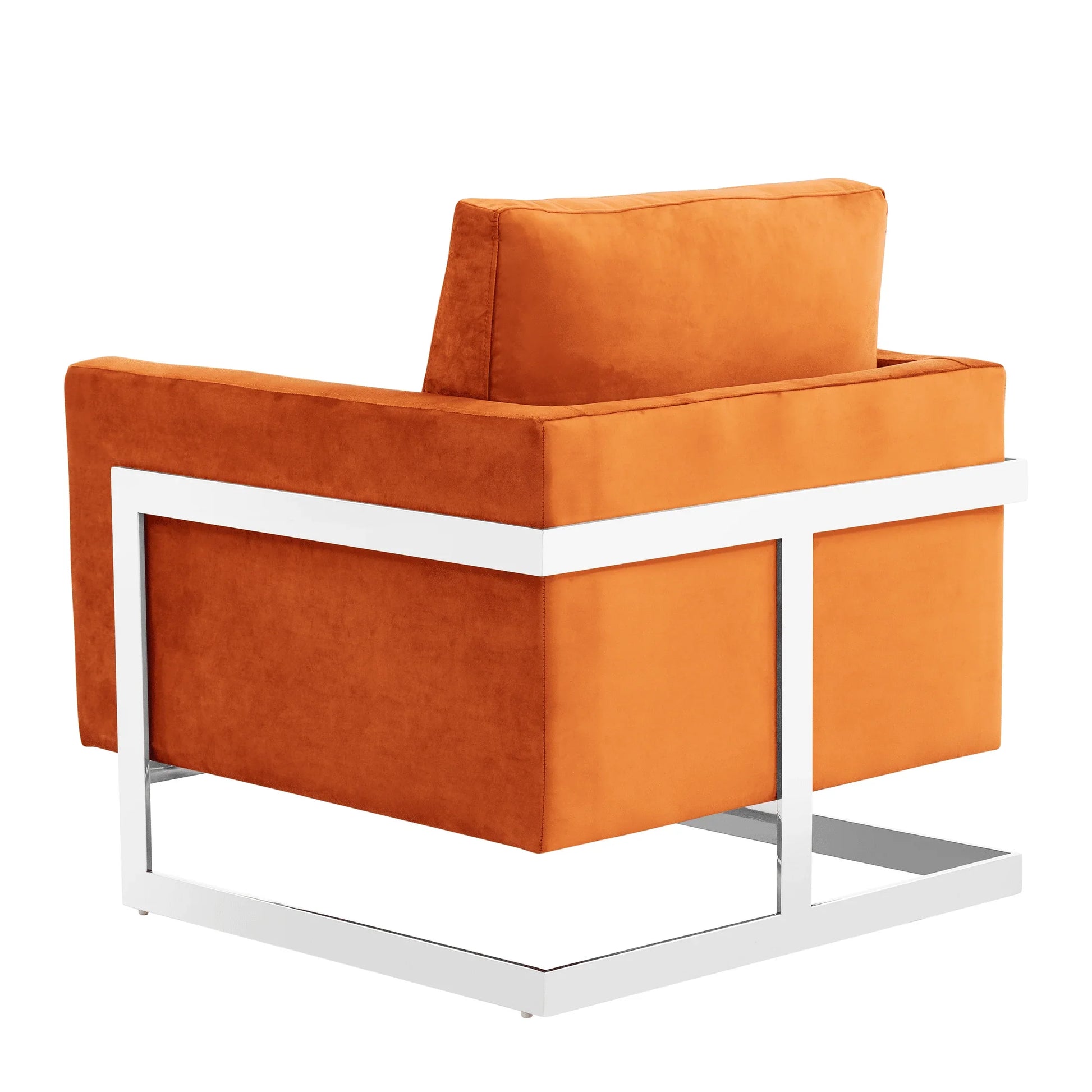 Lincoln Velvet Accent Armchair Singe-Seater Sofa with Chromed Stainless Steel Frame - Elax Furniture