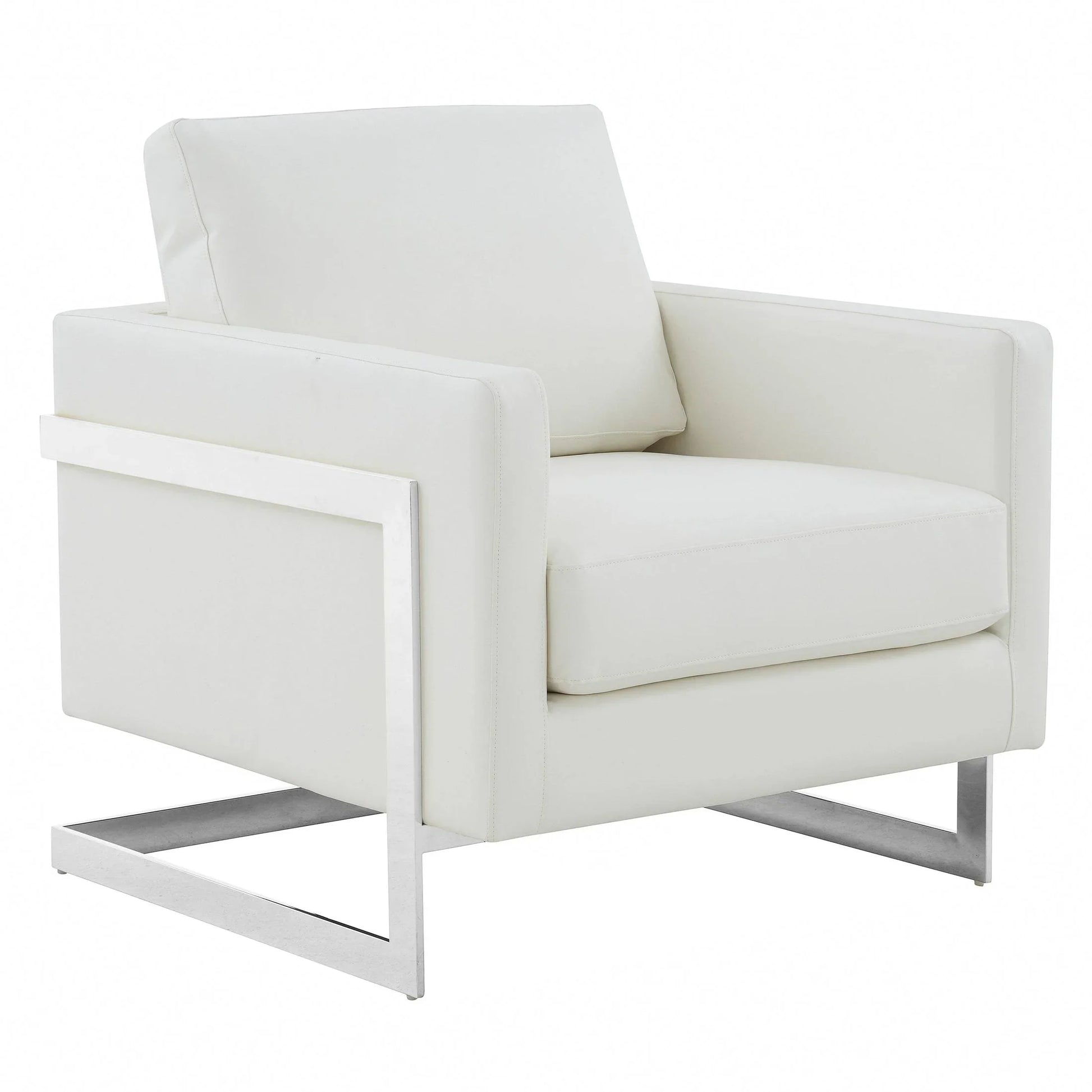 Lincoln Leather Accent Armchair Chair Sofa with Chromed Stainless Steel Frame - Elax Furniture