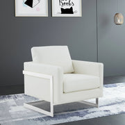 Lincoln Leather Accent Armchair Chair Sofa with Chromed Stainless Steel Frame - Elax Furniture