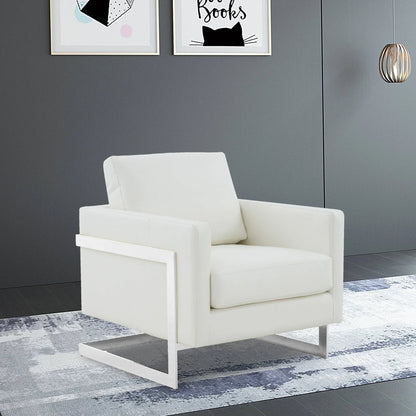 Lincoln Leather Accent Armchair Chair Sofa with Chromed Stainless Steel Frame - Elax Furniture