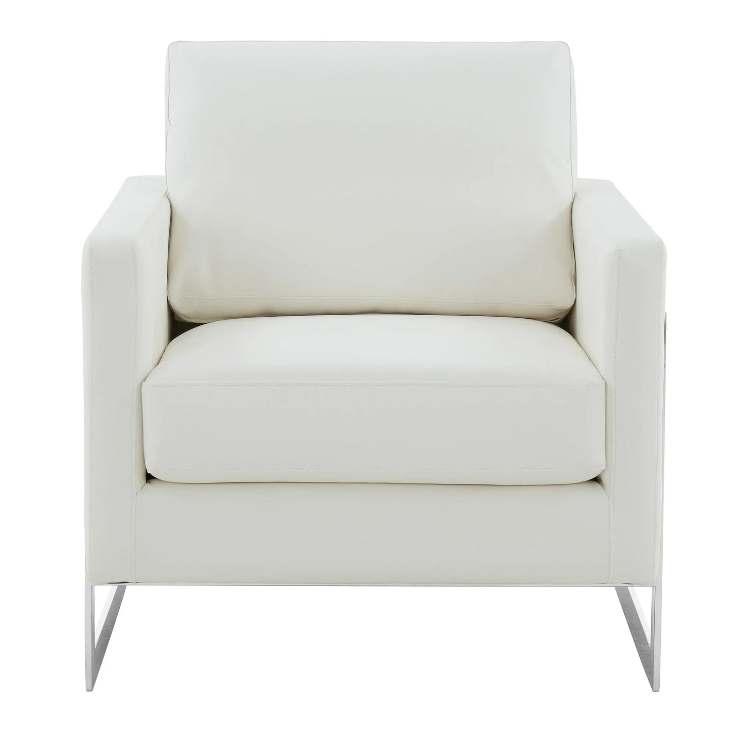Lincoln Leather Accent Armchair Chair Sofa with Chromed Stainless Steel Frame - Elax Furniture