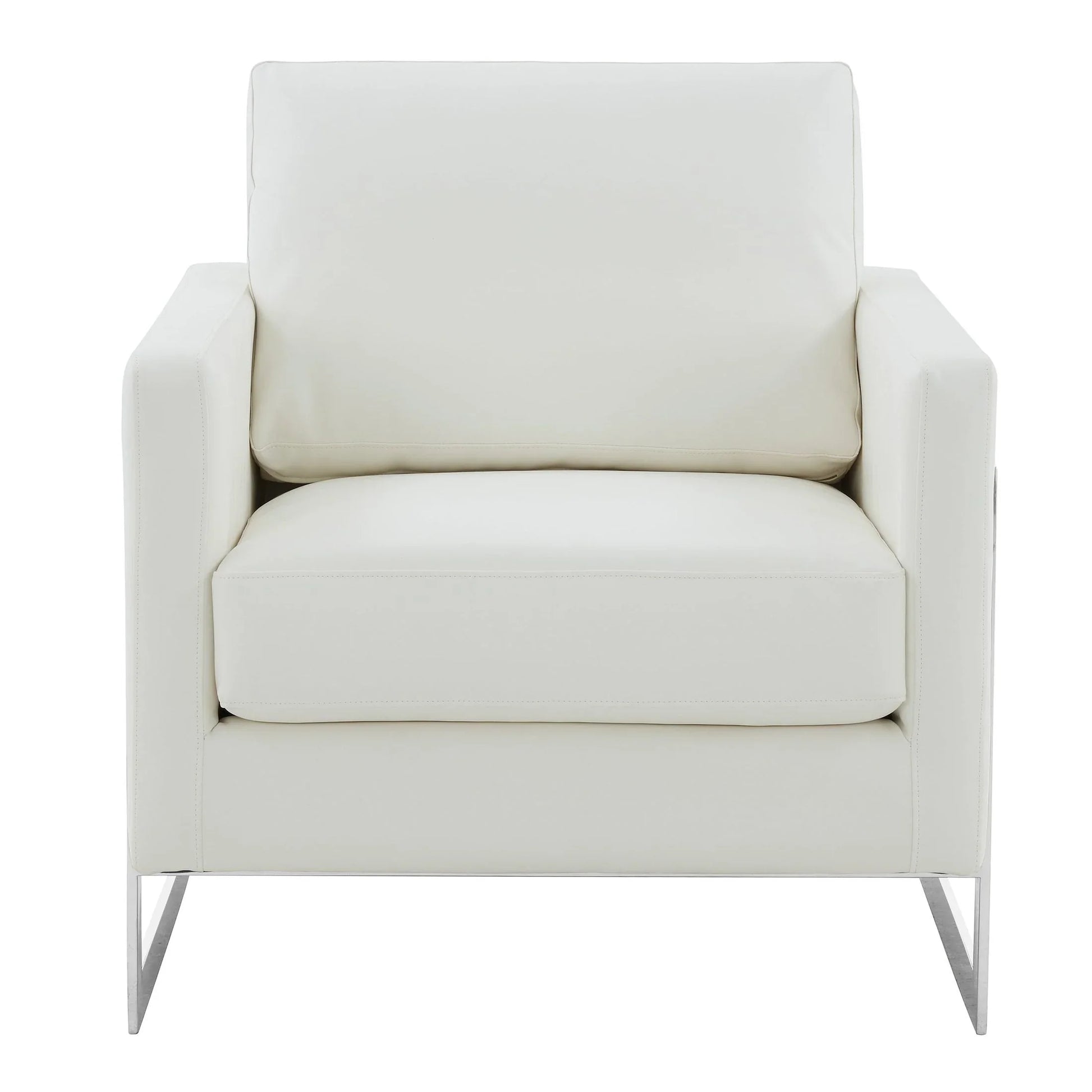 Lincoln Leather Accent Armchair Chair Sofa with Chromed Stainless Steel Frame - Elax Furniture