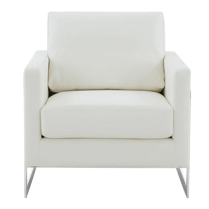 Lincoln Leather Accent Armchair Chair Sofa with Chromed Stainless Steel Frame - Elax Furniture