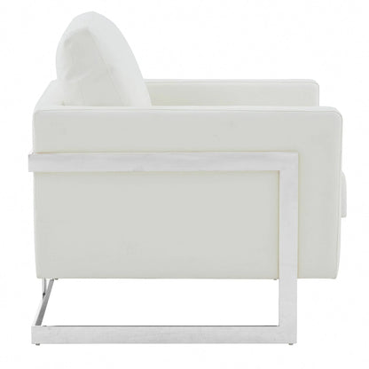 Lincoln Leather Accent Armchair Chair Sofa with Chromed Stainless Steel Frame - Elax Furniture