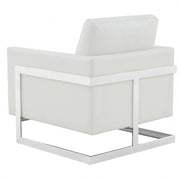 Lincoln Leather Accent Armchair Chair Sofa with Chromed Stainless Steel Frame - Elax Furniture