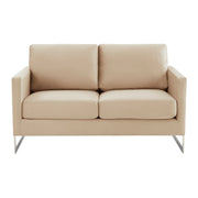 Lincoln Velvet Loveseat Sofa with Removable Cushions and Chromed Stainless Steel Frame - Elax Furniture