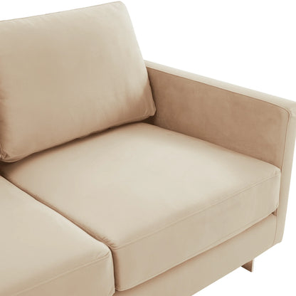 Lincoln Velvet Loveseat Sofa with Removable Cushions and Chromed Stainless Steel Frame - Elax Furniture