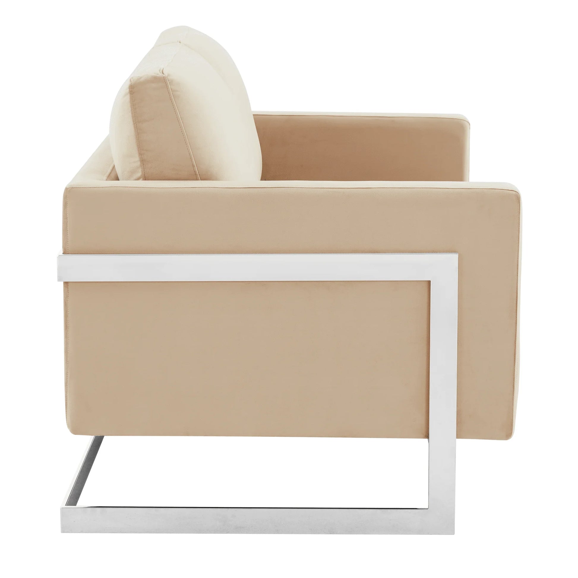 Lincoln Velvet Loveseat Sofa with Removable Cushions and Chromed Stainless Steel Frame - Elax Furniture