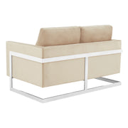 Lincoln Velvet Loveseat Sofa with Removable Cushions and Chromed Stainless Steel Frame - Elax Furniture