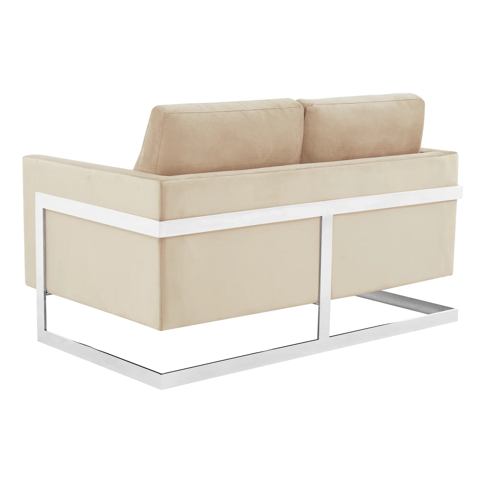 Lincoln Velvet Loveseat Sofa with Removable Cushions and Chromed Stainless Steel Frame - Elax Furniture