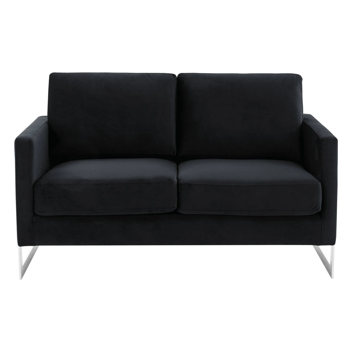 Lincoln Velvet Loveseat Sofa with Removable Cushions and Chromed Stainless Steel Frame - Elax Furniture