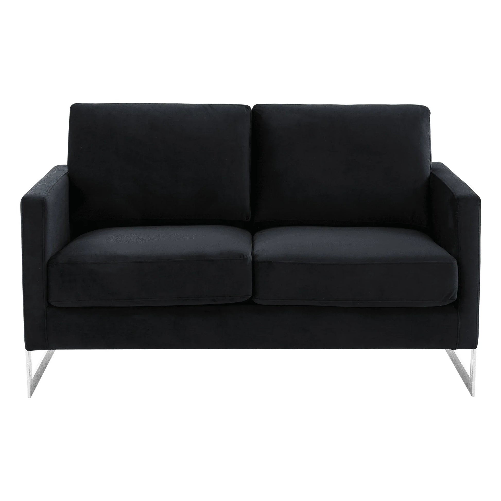 Lincoln Velvet Loveseat Sofa with Removable Cushions and Chromed Stainless Steel Frame - Elax Furniture
