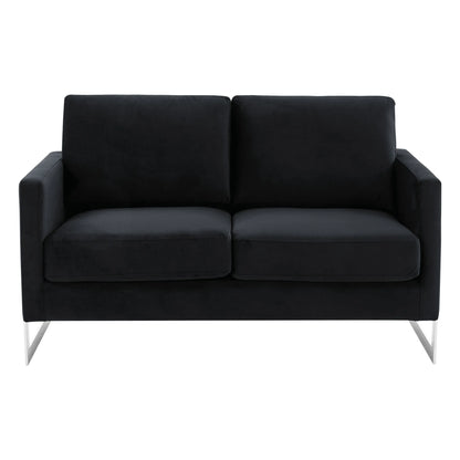 Lincoln Velvet Loveseat Sofa with Removable Cushions and Chromed Stainless Steel Frame - Elax Furniture