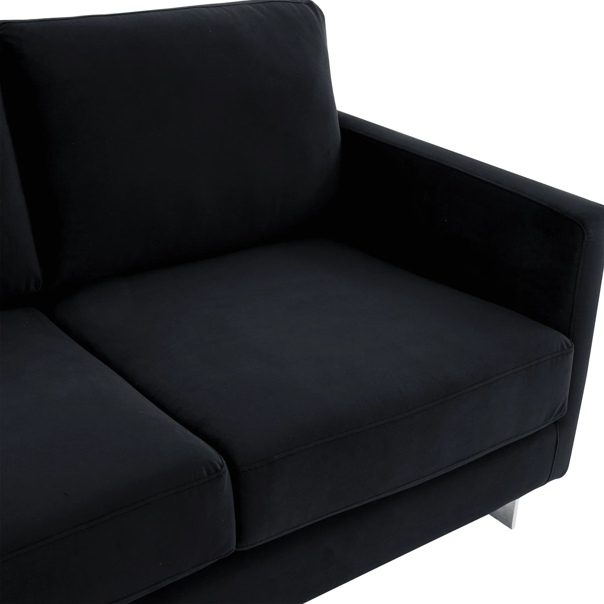 Lincoln Velvet Loveseat Sofa with Removable Cushions and Chromed Stainless Steel Frame - Elax Furniture