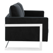 Lincoln Velvet Loveseat Sofa with Removable Cushions and Chromed Stainless Steel Frame - Elax Furniture