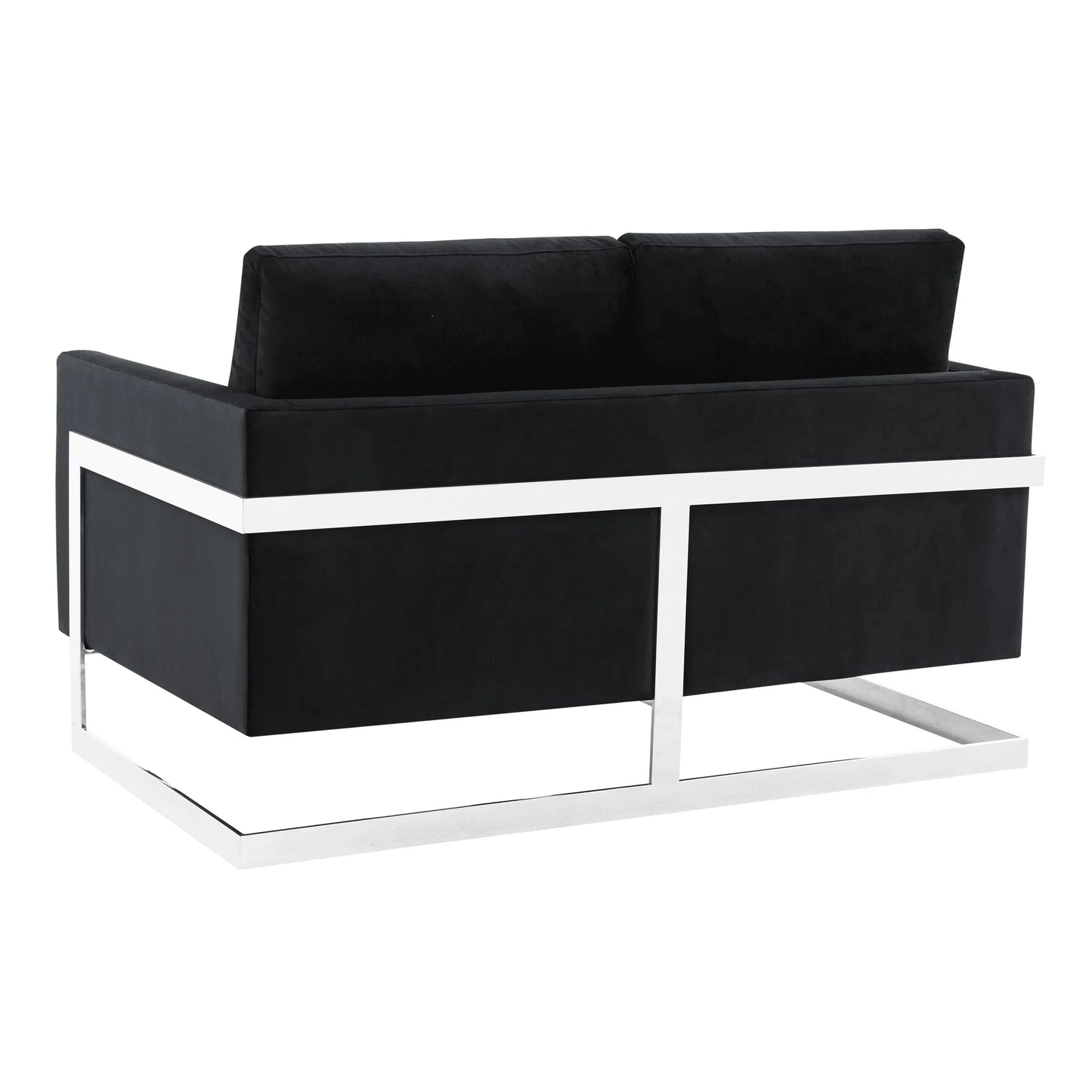 Lincoln Velvet Loveseat Sofa with Removable Cushions and Chromed Stainless Steel Frame - Elax Furniture