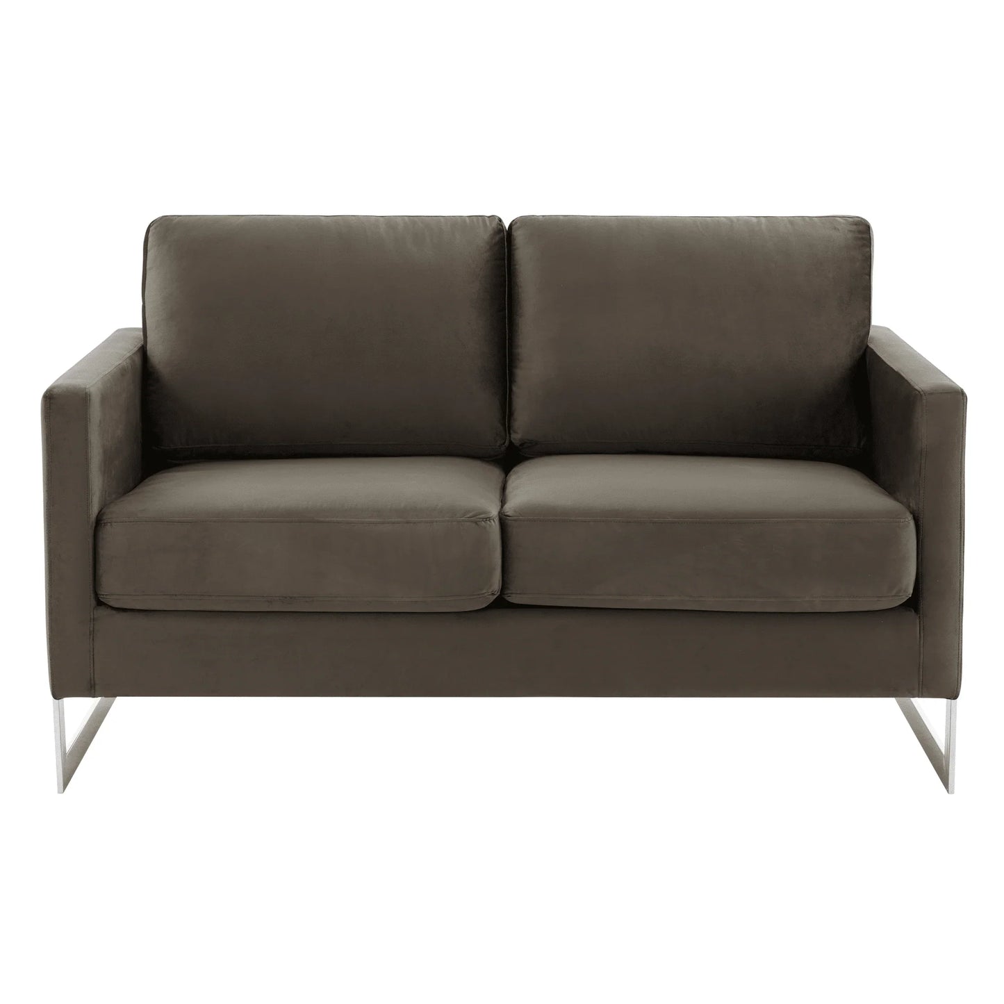 Lincoln Velvet Loveseat Sofa with Removable Cushions and Chromed Stainless Steel Frame - Elax Furniture
