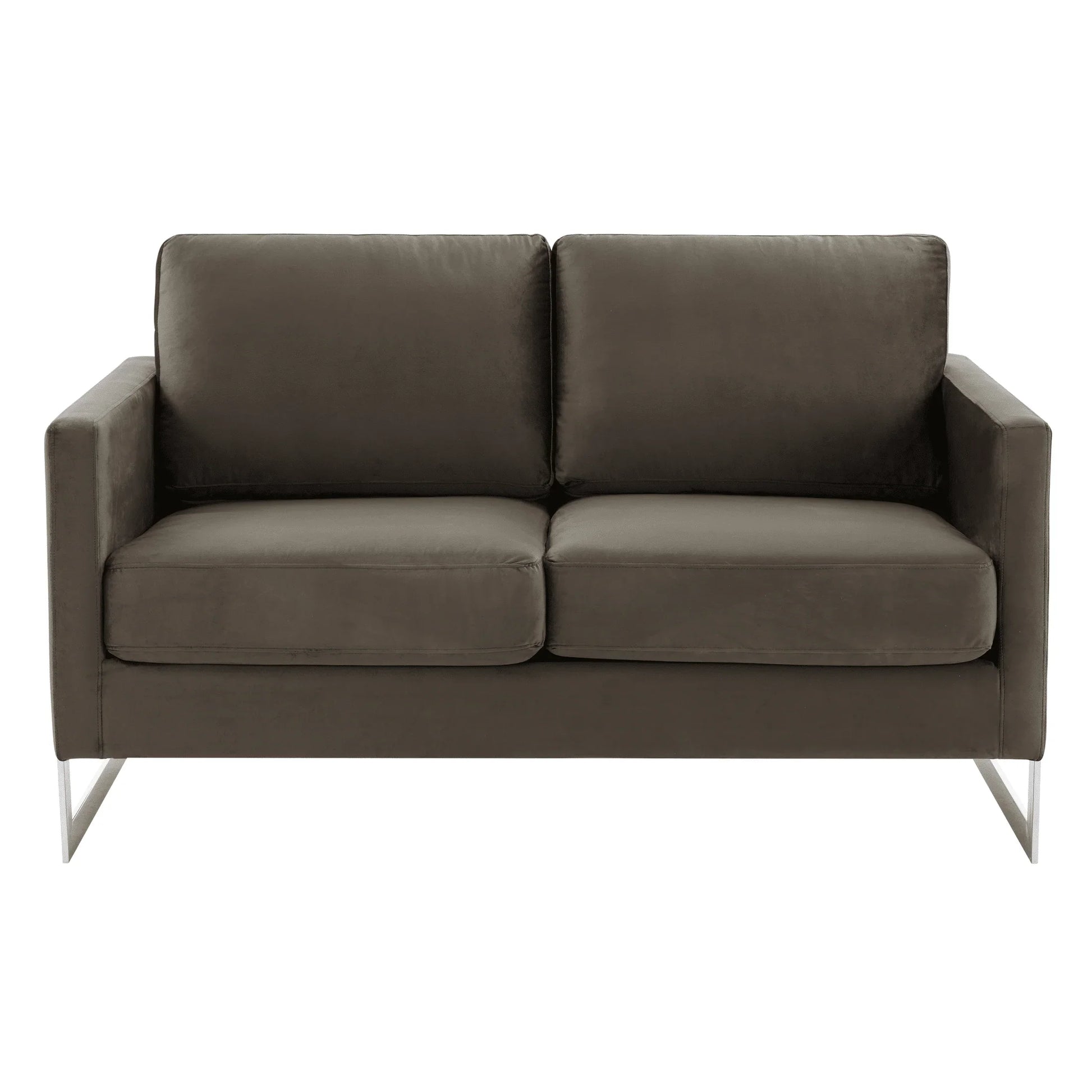Lincoln Velvet Loveseat Sofa with Removable Cushions and Chromed Stainless Steel Frame - Elax Furniture
