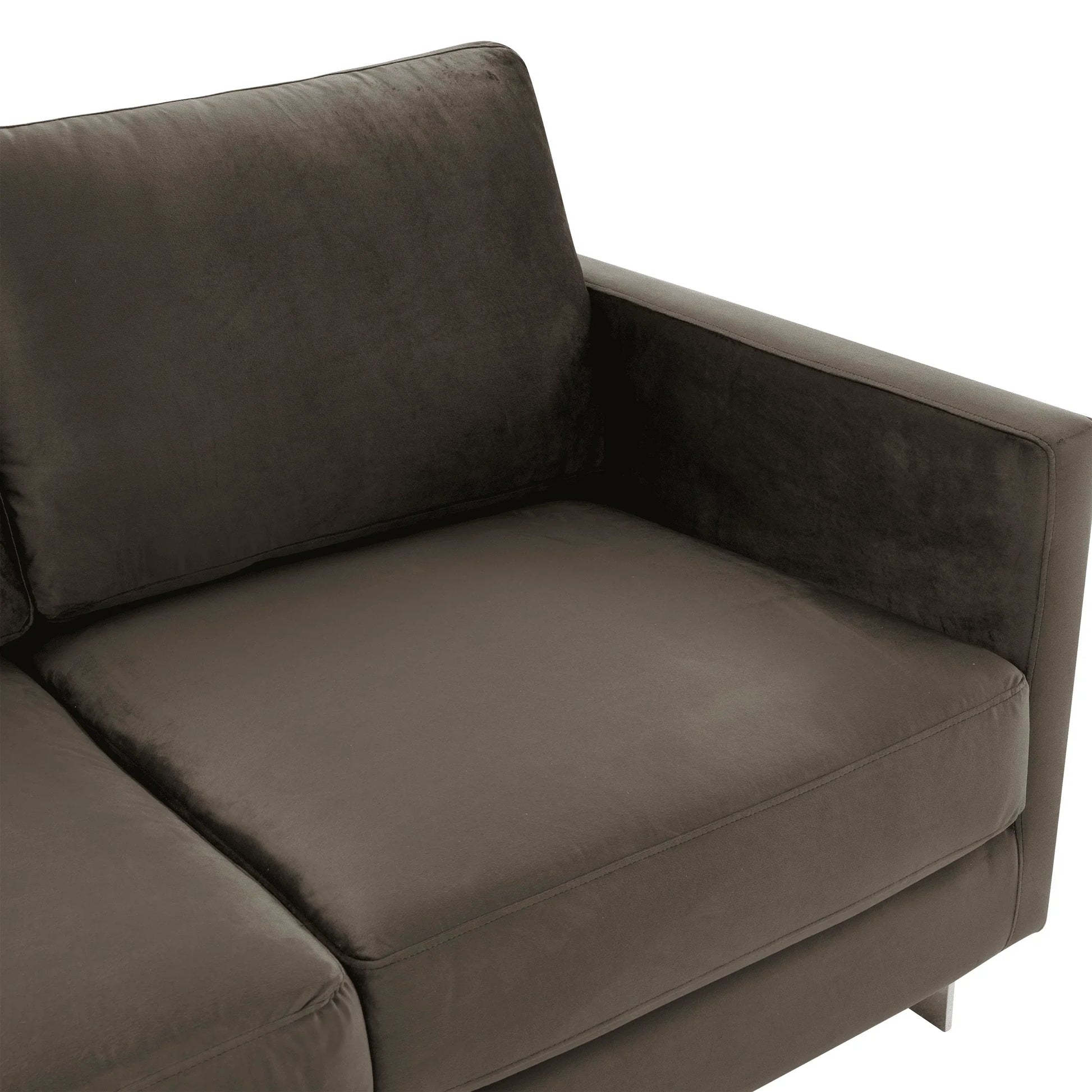 Lincoln Velvet Loveseat Sofa with Removable Cushions and Chromed Stainless Steel Frame - Elax Furniture