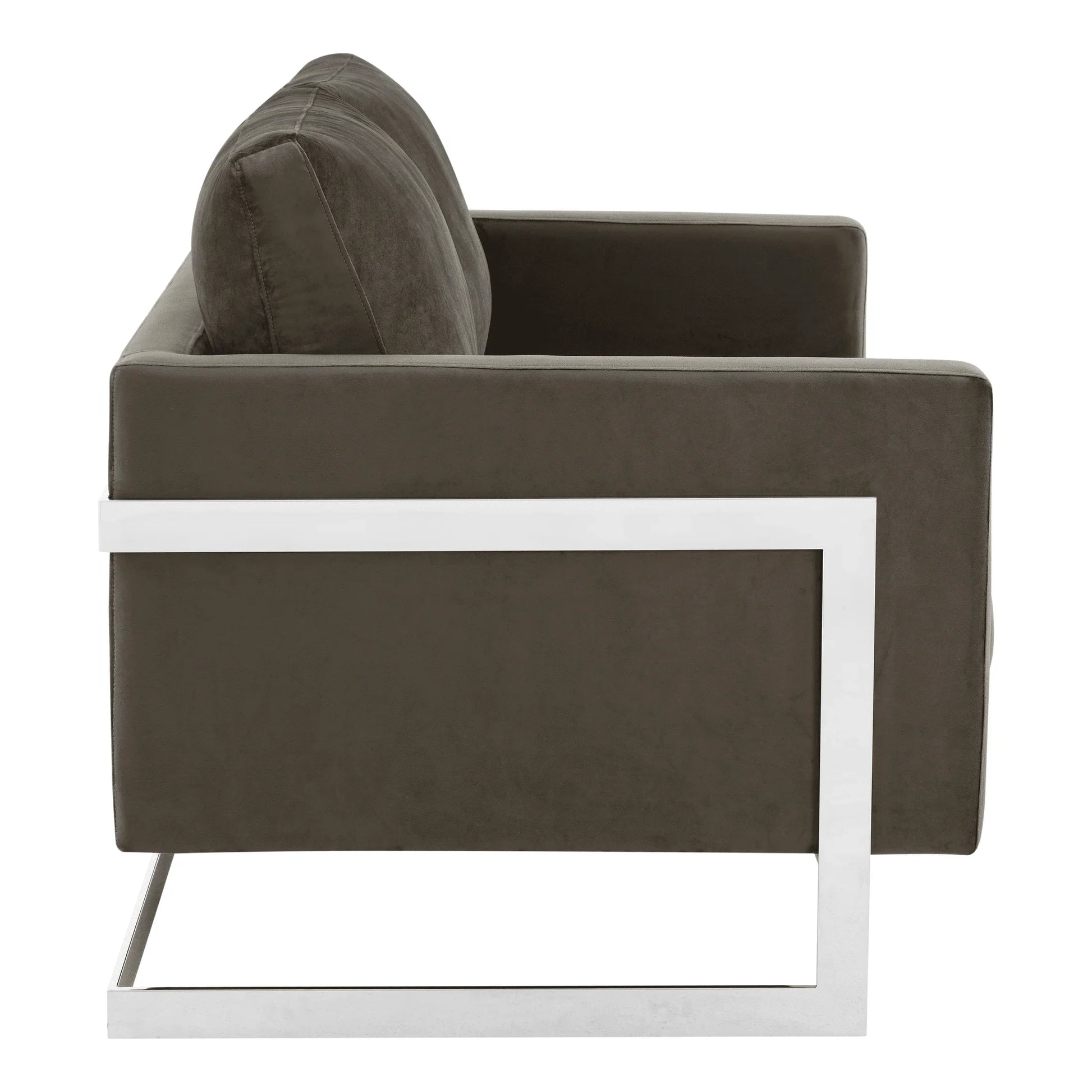 Lincoln Velvet Loveseat Sofa with Removable Cushions and Chromed Stainless Steel Frame - Elax Furniture