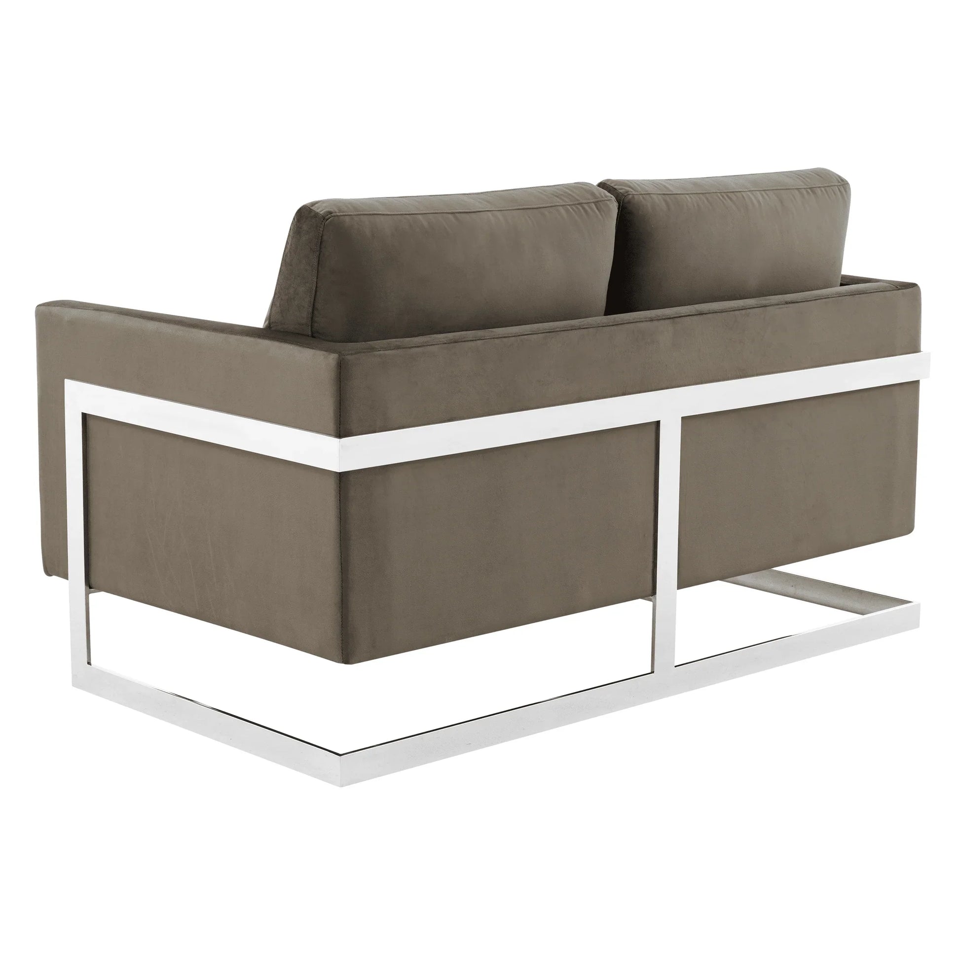 Lincoln Velvet Loveseat Sofa with Removable Cushions and Chromed Stainless Steel Frame - Elax Furniture