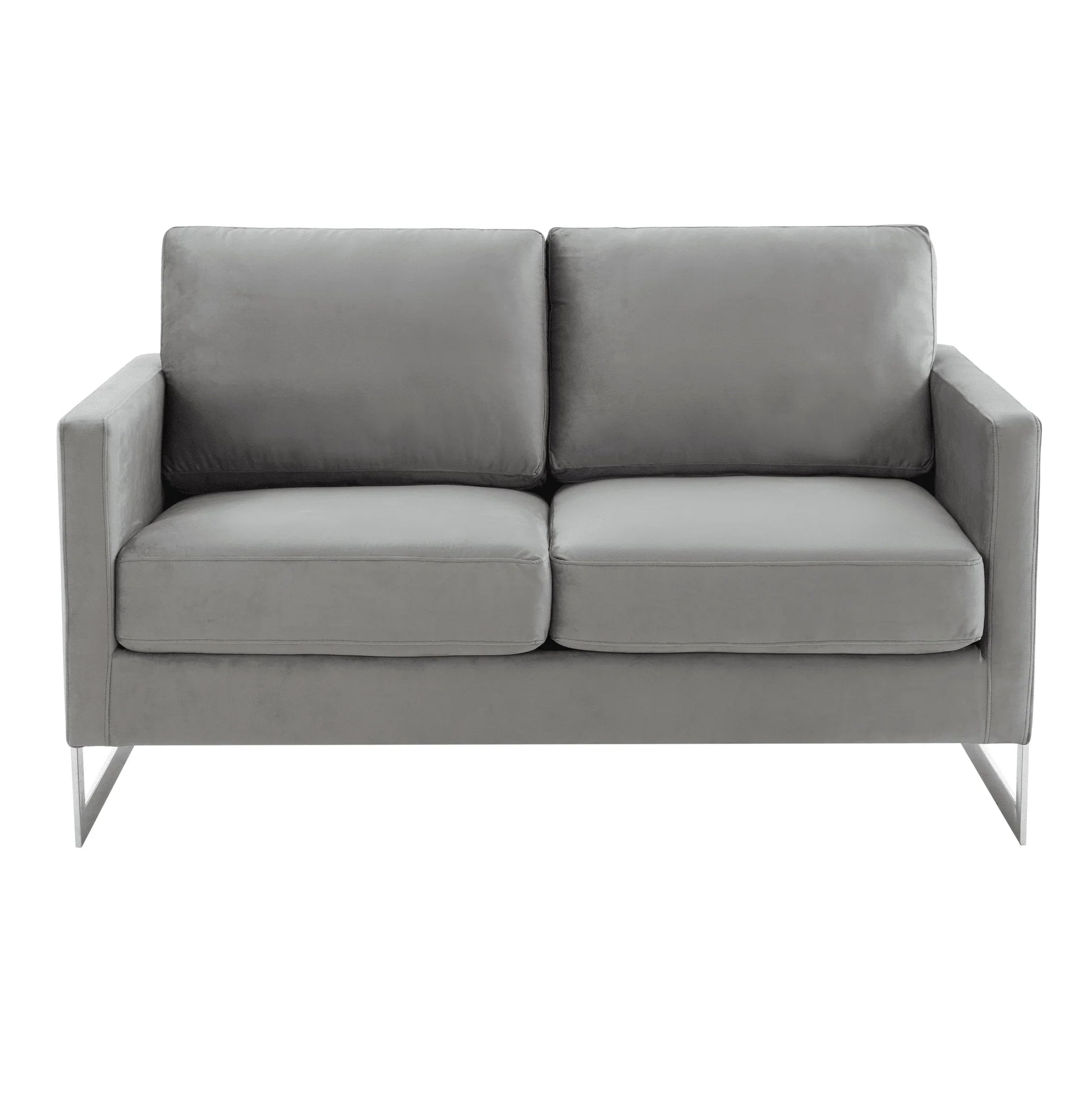 Lincoln Velvet Loveseat Sofa with Removable Cushions and Chromed Stainless Steel Frame - Elax Furniture