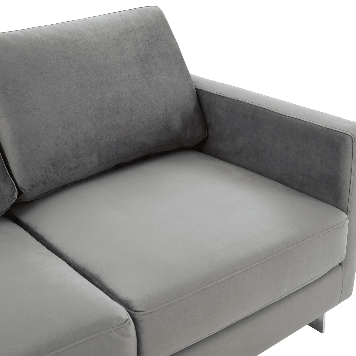 Lincoln Velvet Loveseat Sofa with Removable Cushions and Chromed Stainless Steel Frame - Elax Furniture
