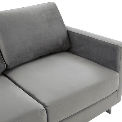 Lincoln Velvet Loveseat Sofa with Removable Cushions and Chromed Stainless Steel Frame - Elax Furniture