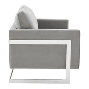 Lincoln Velvet Loveseat Sofa with Removable Cushions and Chromed Stainless Steel Frame - Elax Furniture