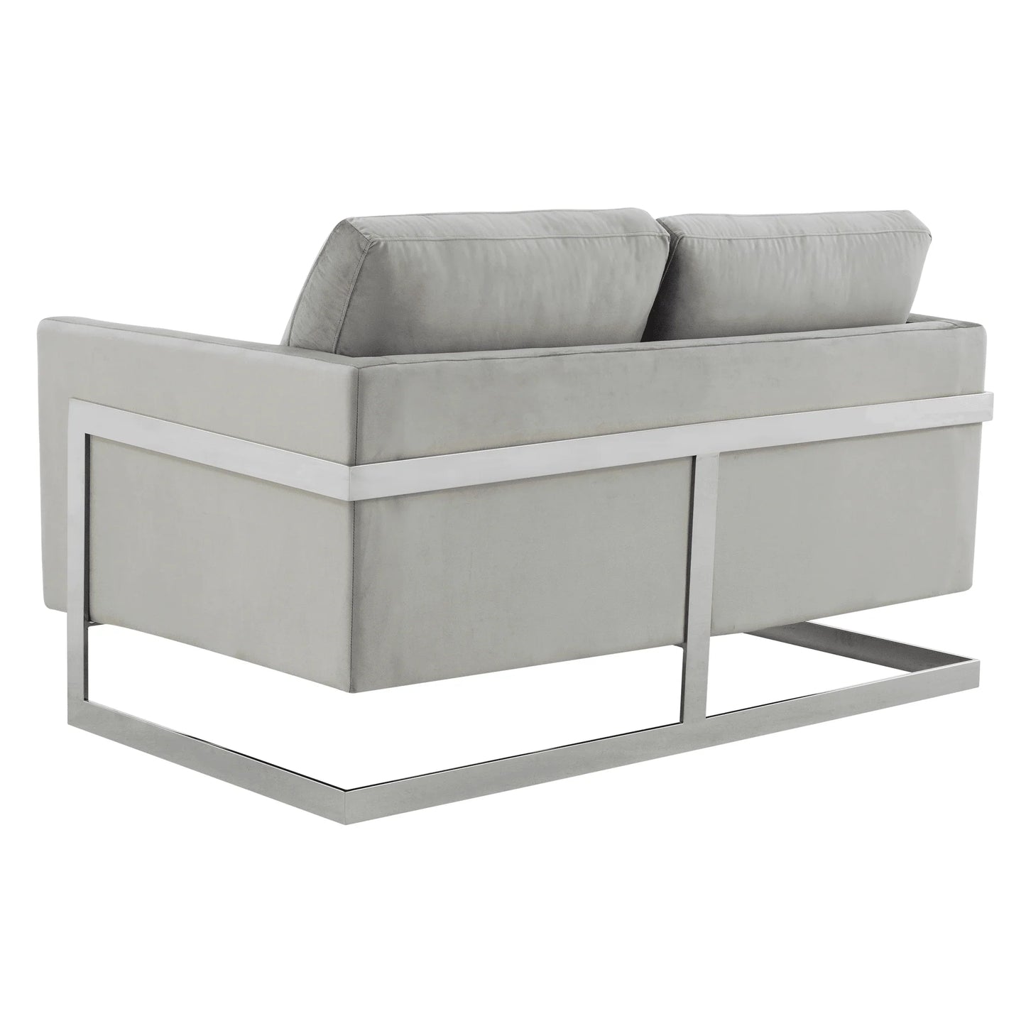 Lincoln Velvet Loveseat Sofa with Removable Cushions and Chromed Stainless Steel Frame - Elax Furniture