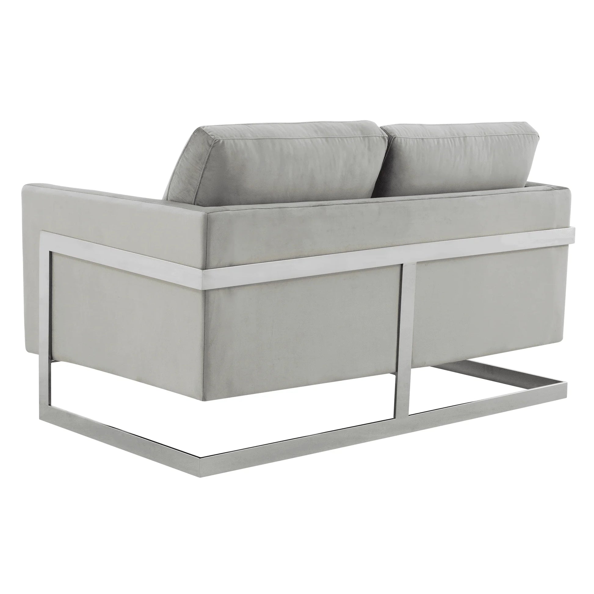 Lincoln Velvet Loveseat Sofa with Removable Cushions and Chromed Stainless Steel Frame - Elax Furniture