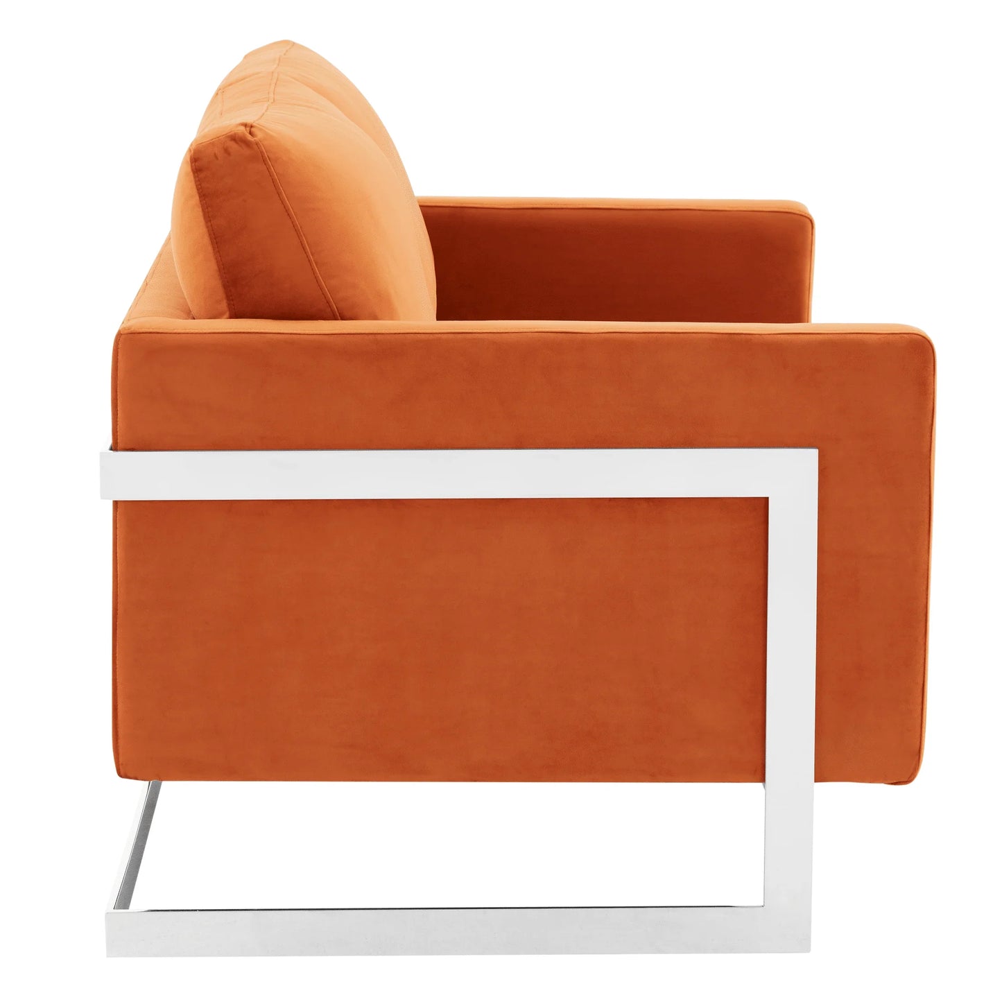 Lincoln Velvet Loveseat Sofa with Removable Cushions and Chromed Stainless Steel Frame - Elax Furniture