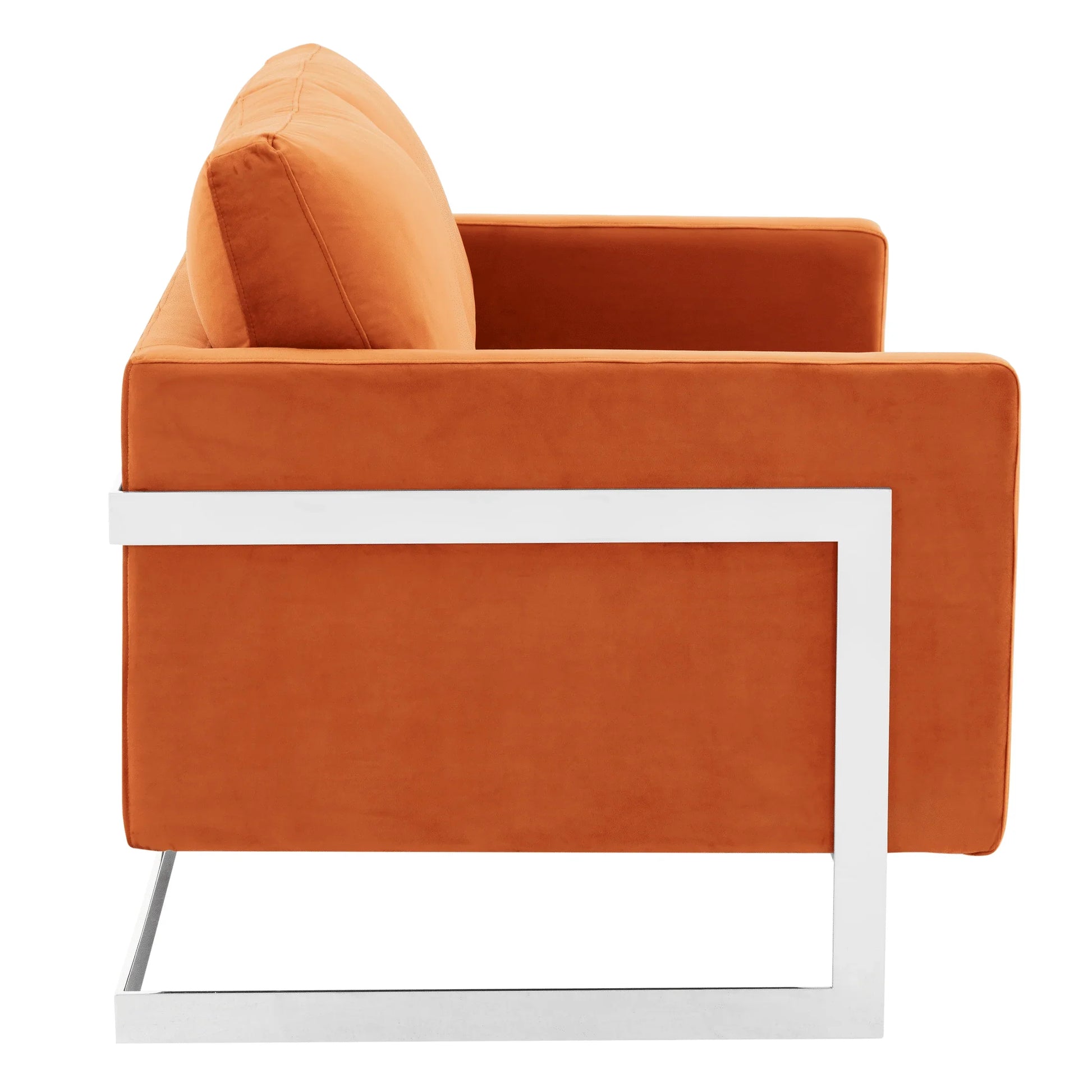 Lincoln Velvet Loveseat Sofa with Removable Cushions and Chromed Stainless Steel Frame - Elax Furniture