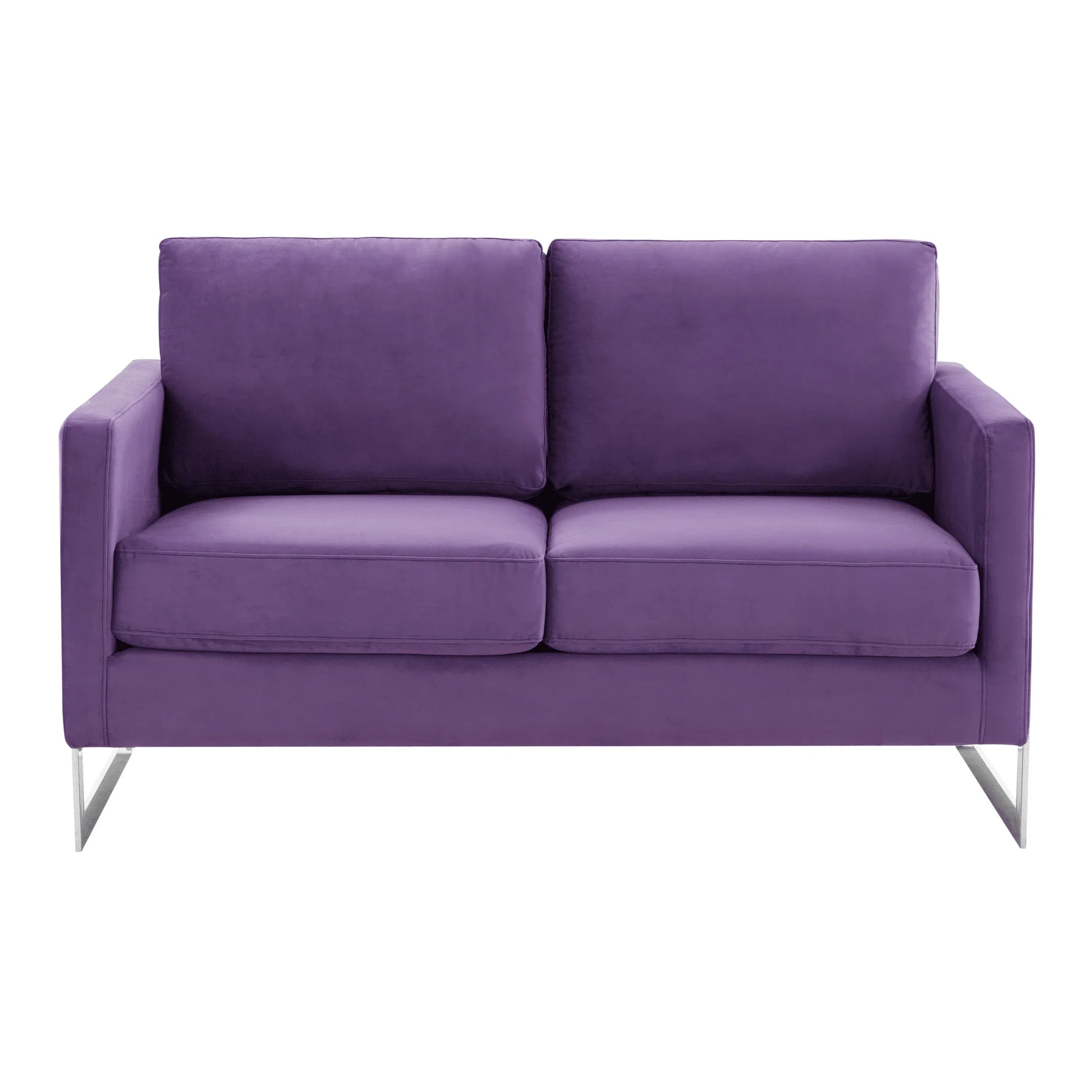 Lincoln Velvet Loveseat Sofa with Removable Cushions and Chromed Stainless Steel Frame - Elax Furniture