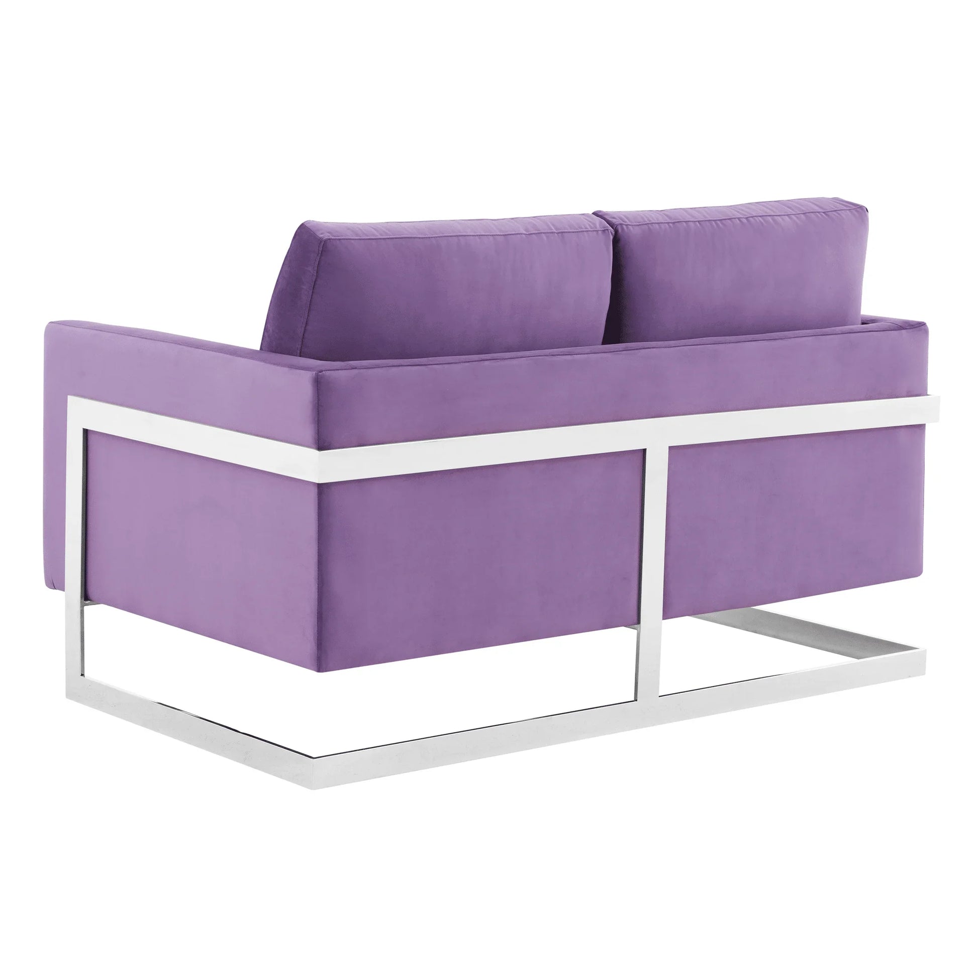 Lincoln Velvet Loveseat Sofa with Removable Cushions and Chromed Stainless Steel Frame - Elax Furniture