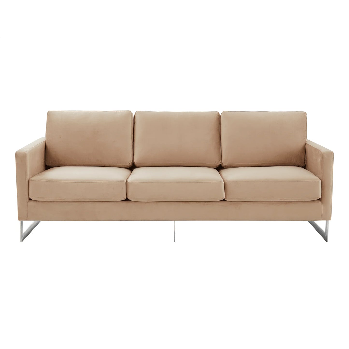 Lincoln 3-Seater Sofa Upholstered in Velvet Fabric with Chrome Stainless Steel Frame - Elax Furniture