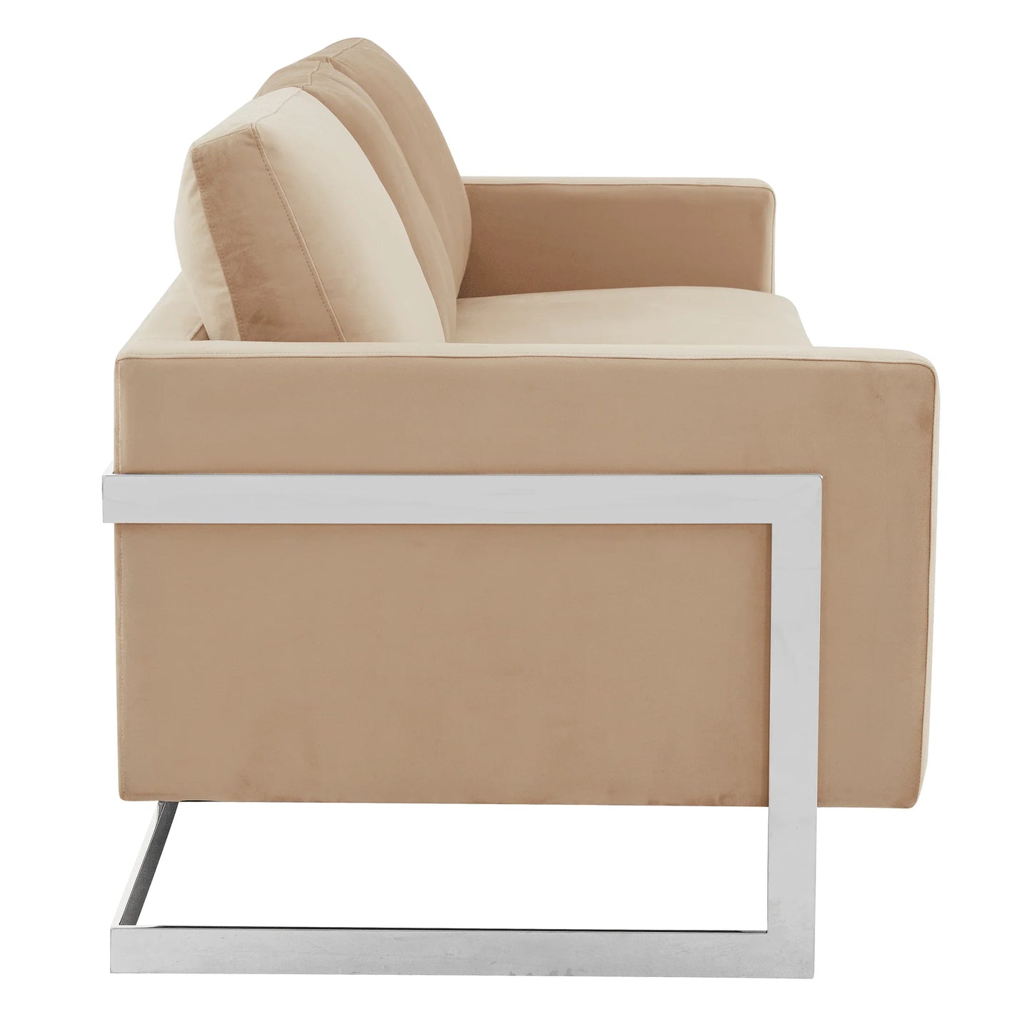 Lincoln 3-Seater Sofa Upholstered in Velvet Fabric with Chrome Stainless Steel Frame - Elax Furniture